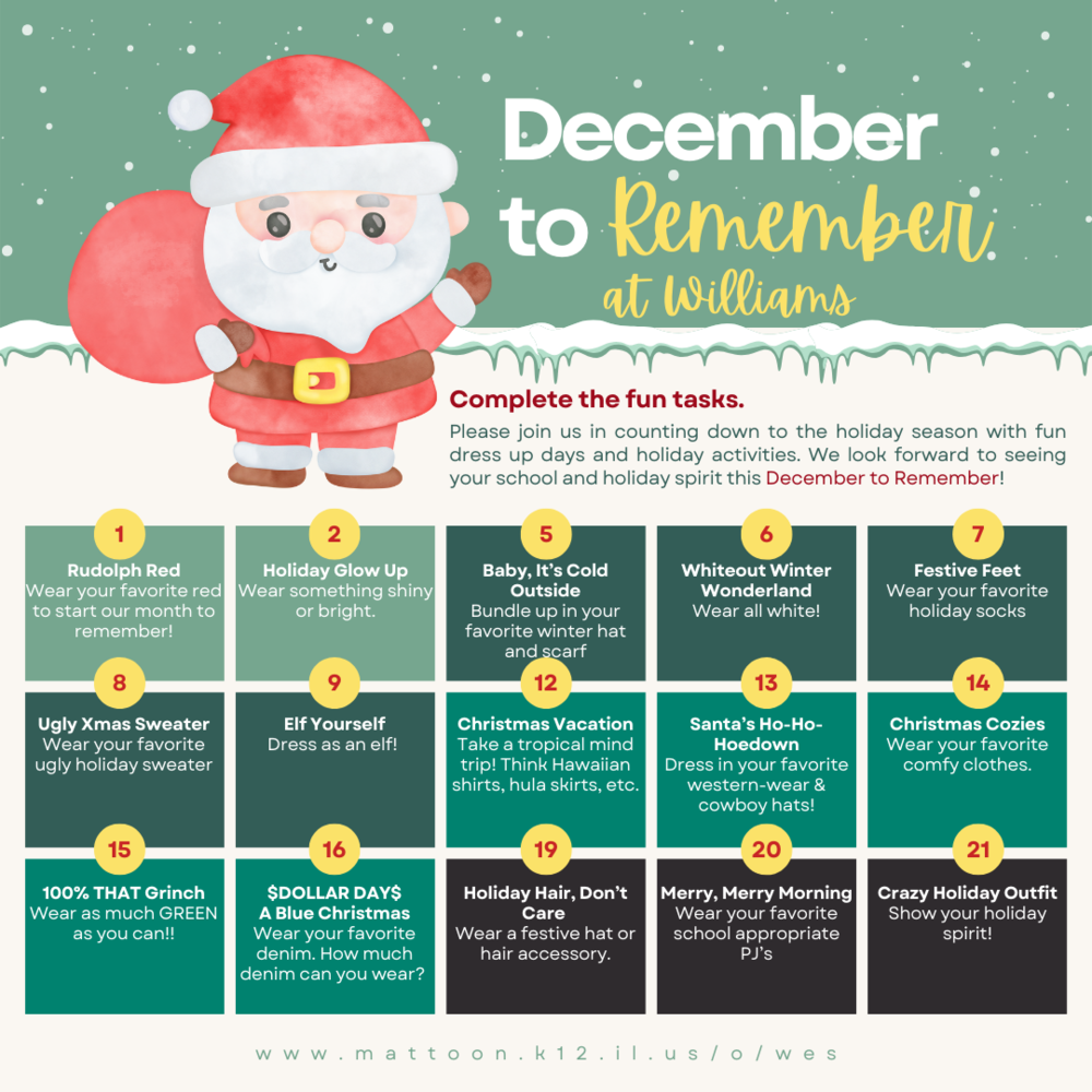 December to Remember Calendar at Williams