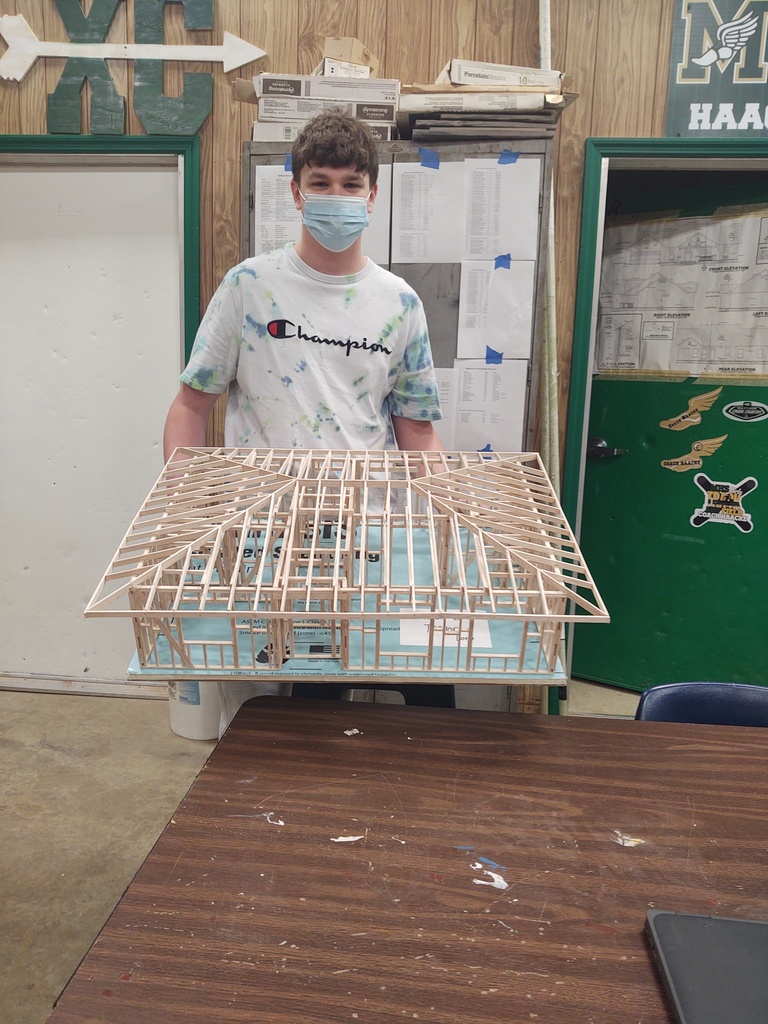 MHS Junior Trevor Long with his house kit.