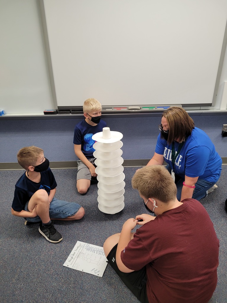 students preparing to measure tower