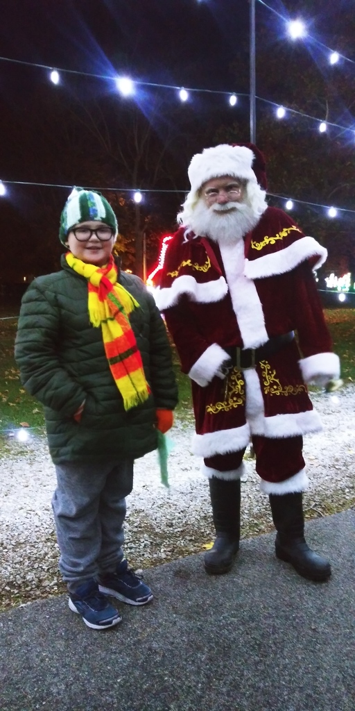 student with santa