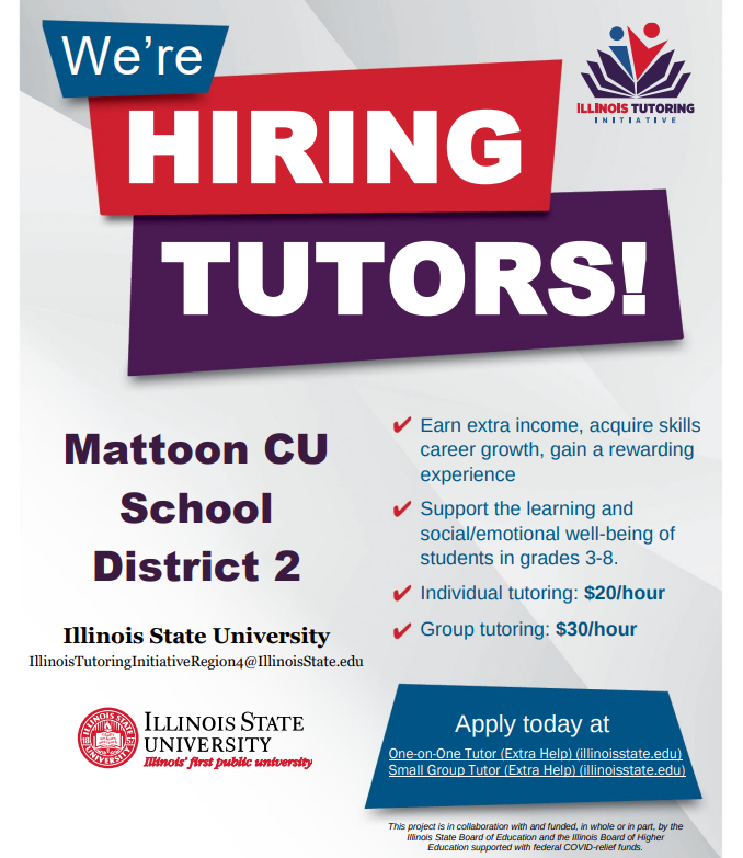 We're Hiring Tutors with the Illinois State University