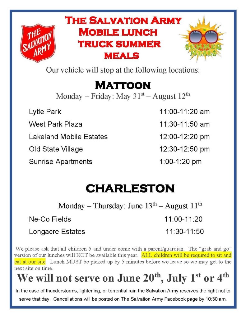 Salvation Army Free Summer Meals