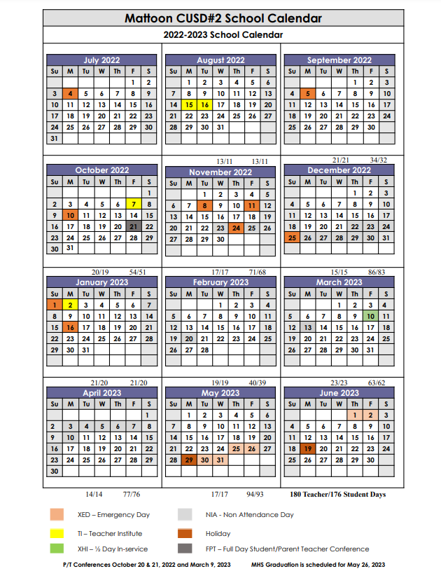 2022-2023 MCUSD2 School Calendar