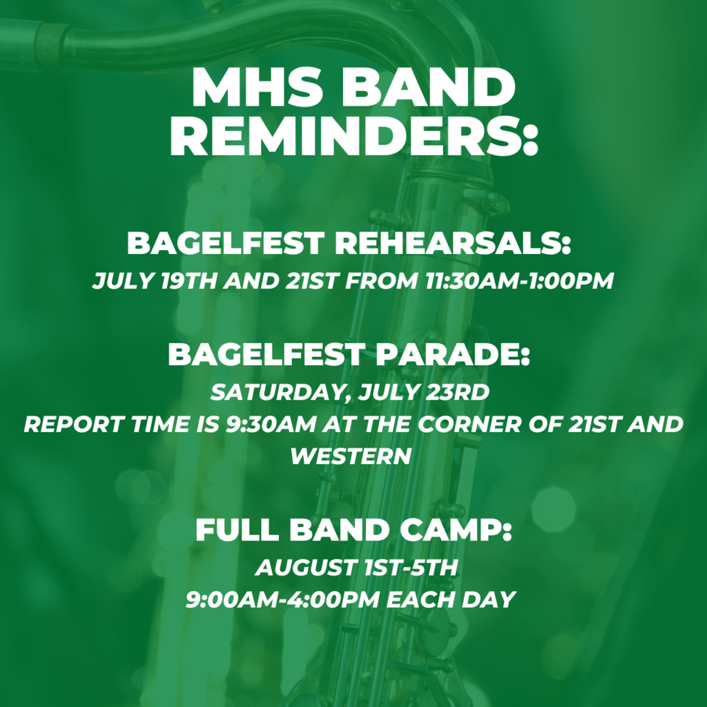 Band dates including bagelfest and band camp