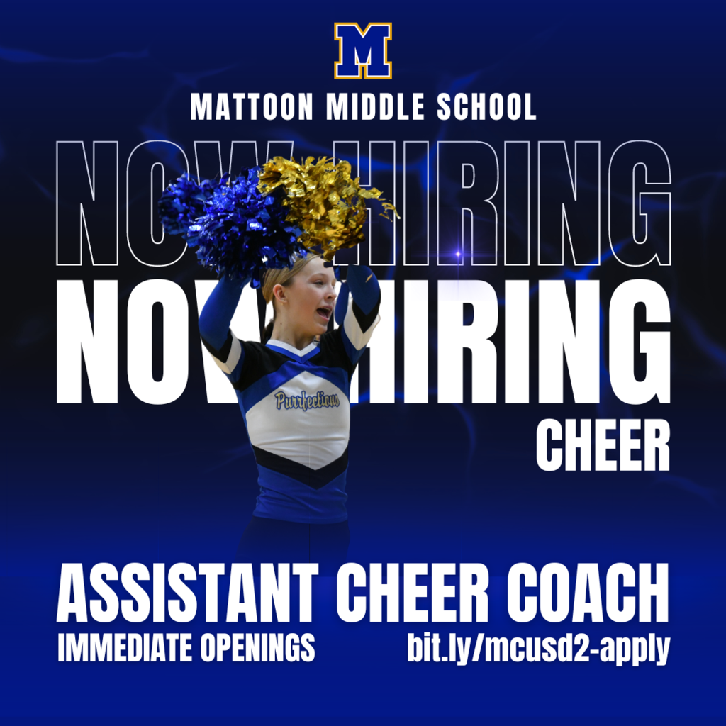 MMS Now hiring assistant cheer coach. Immediate openings. bit.ly/mcusd2-apply