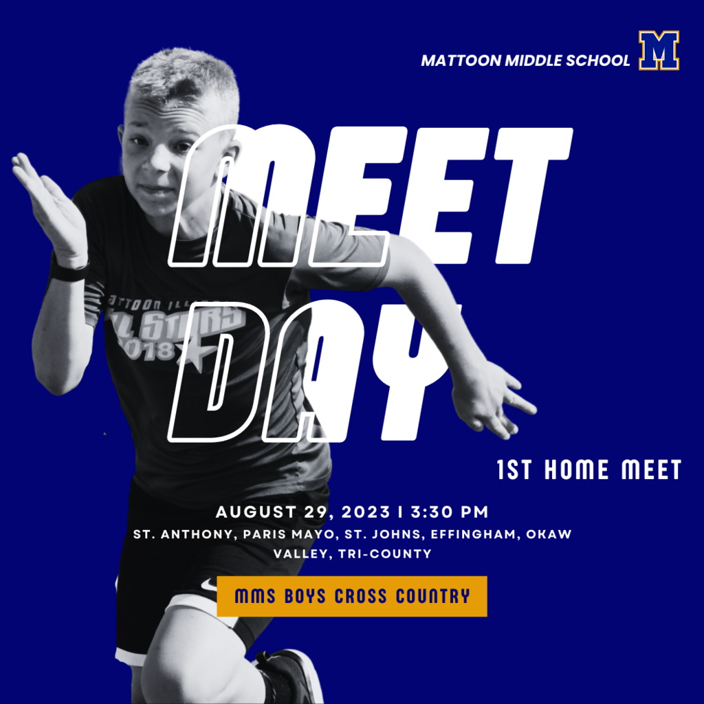 MMS Meet Day. 1st Home meet. August 29, 2023 3:30 PM. St Anthony, Paris Mayo, St Johns, Effingham, Okaw Valley, Tri-County.MMS Boys Cross Country