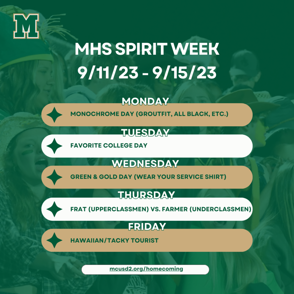MHS Spirit Week 9/11/13 - 9/15/23