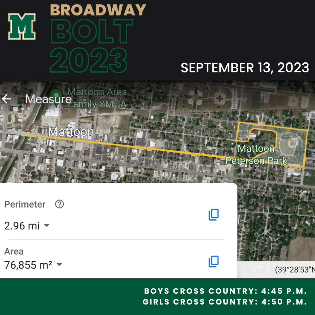 Broadway Bolt 2023- September 13, 2023. Boys Cross Country: 4:45 PM; Girls Cross Country: 4:50 P.M. 